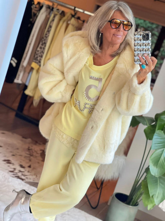 Veste fourrure jaune