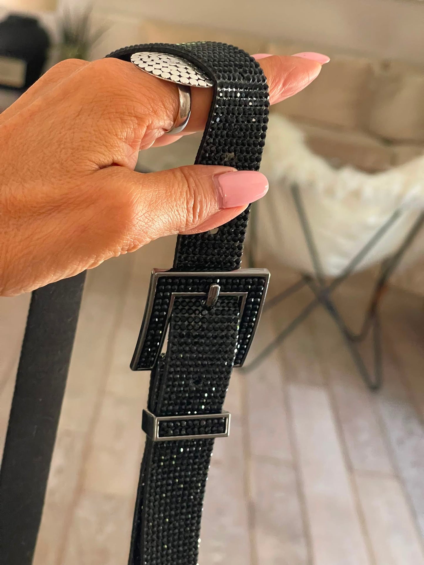 Ceinture double strass noir