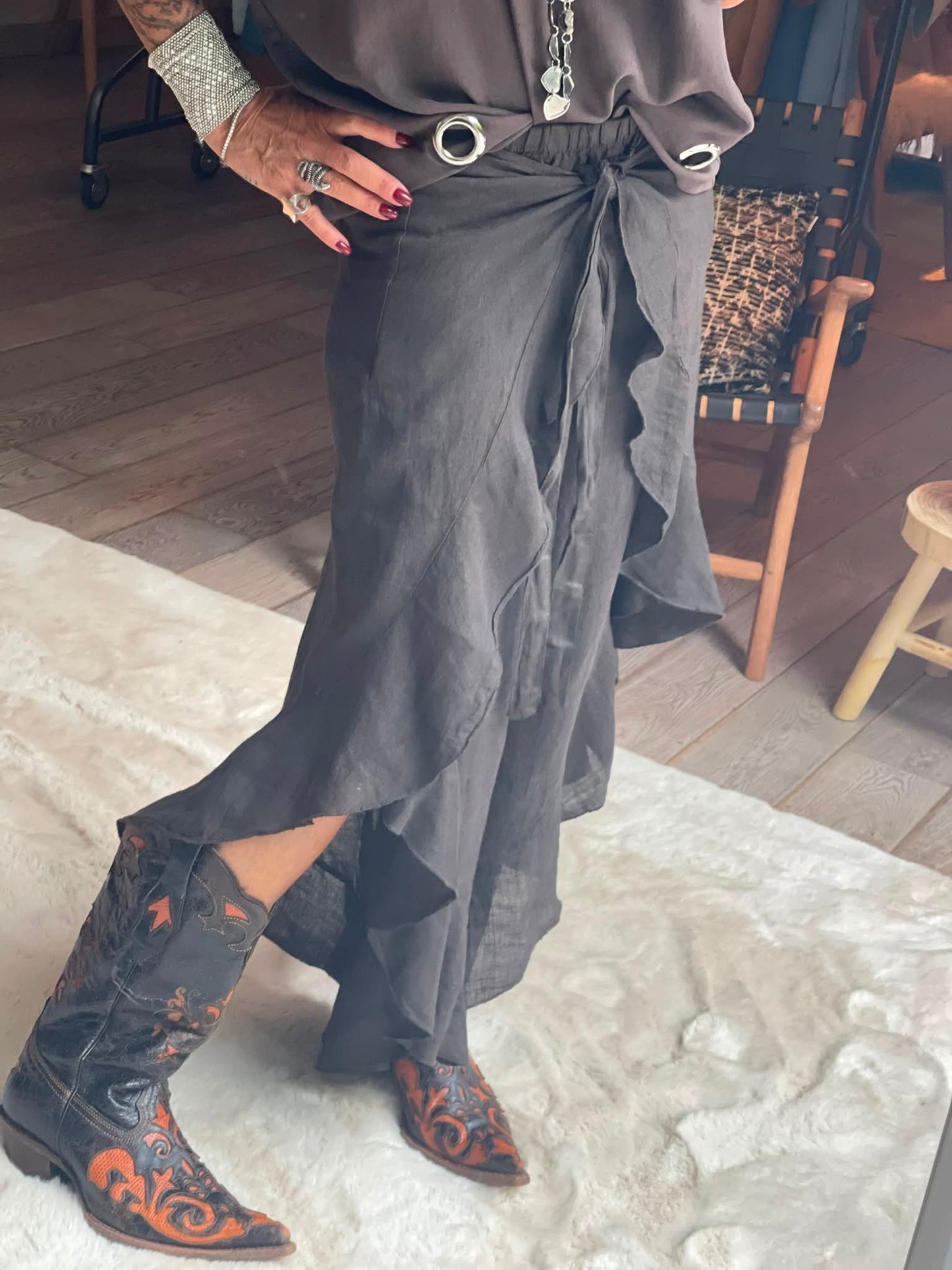 Pantalon croisé Lin coco