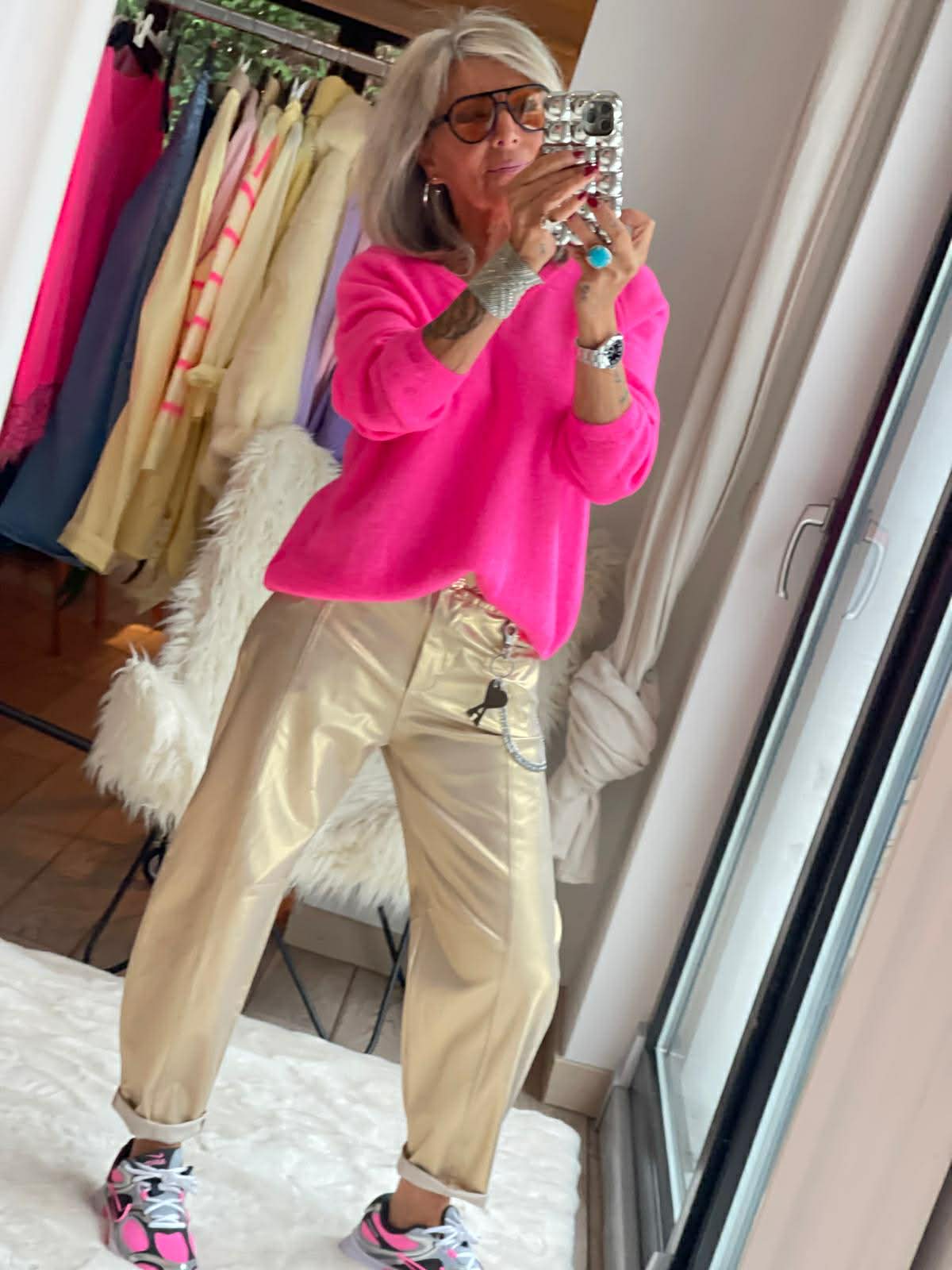 Pantalon boyfriend doré