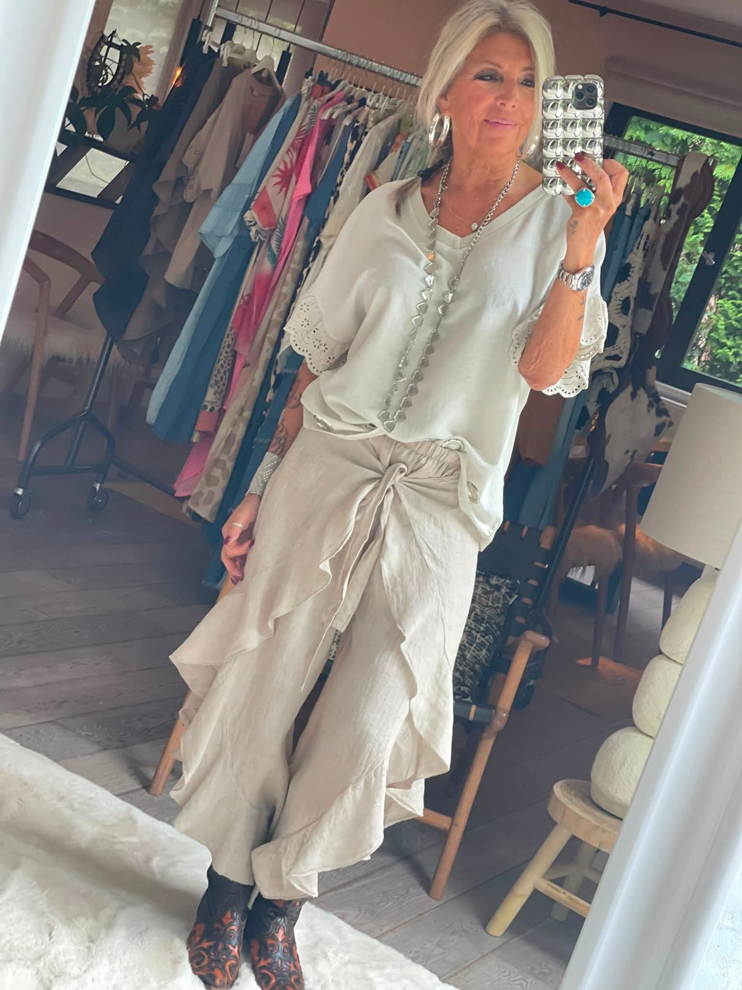 Pantalon croisé Lin coco