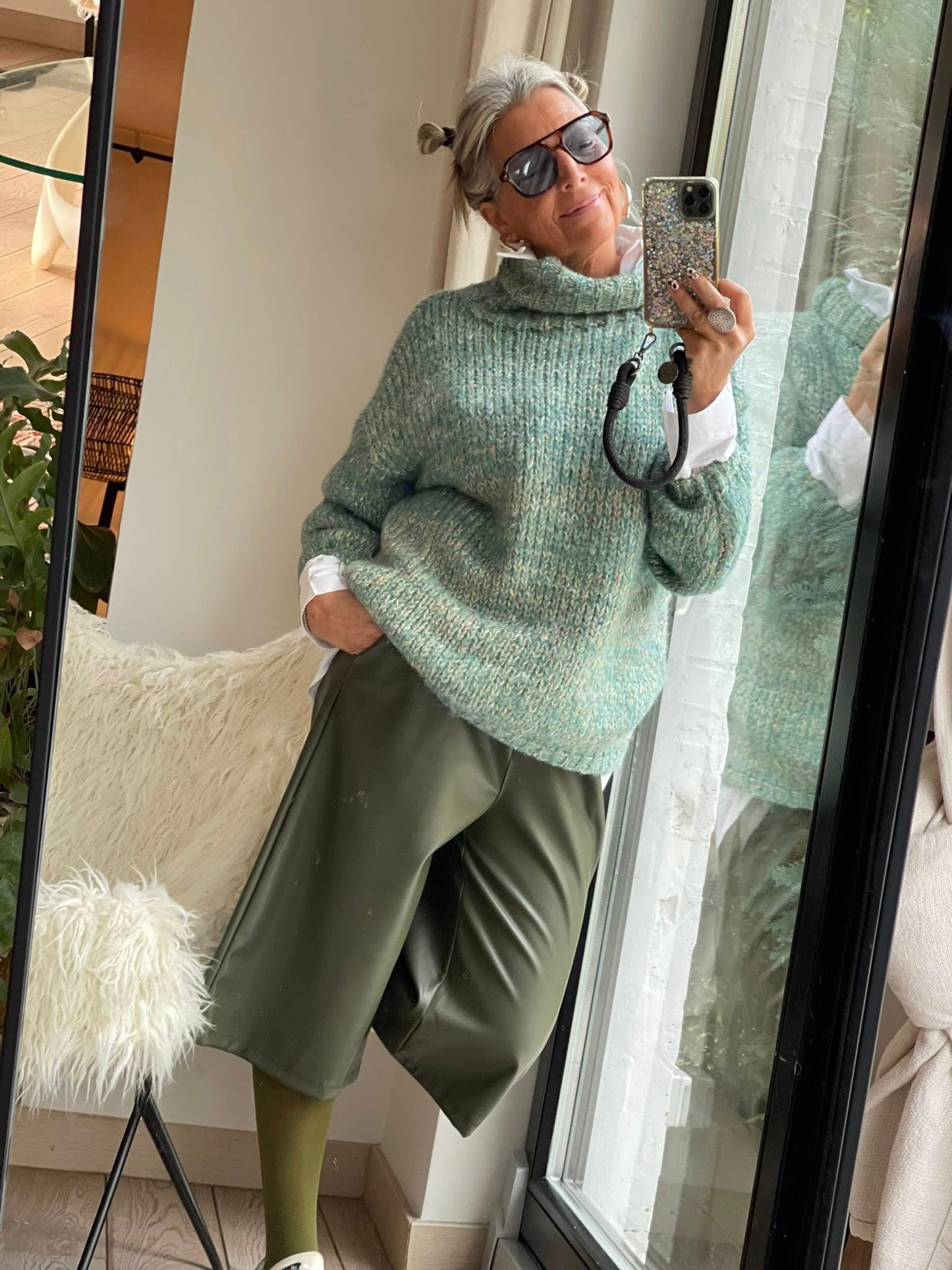 Pull col roulé lurex