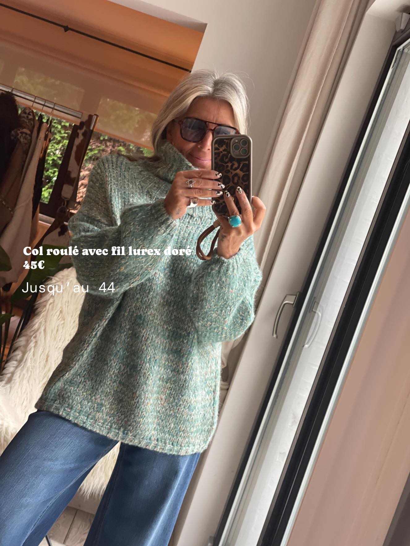 Pull col roulé lurex