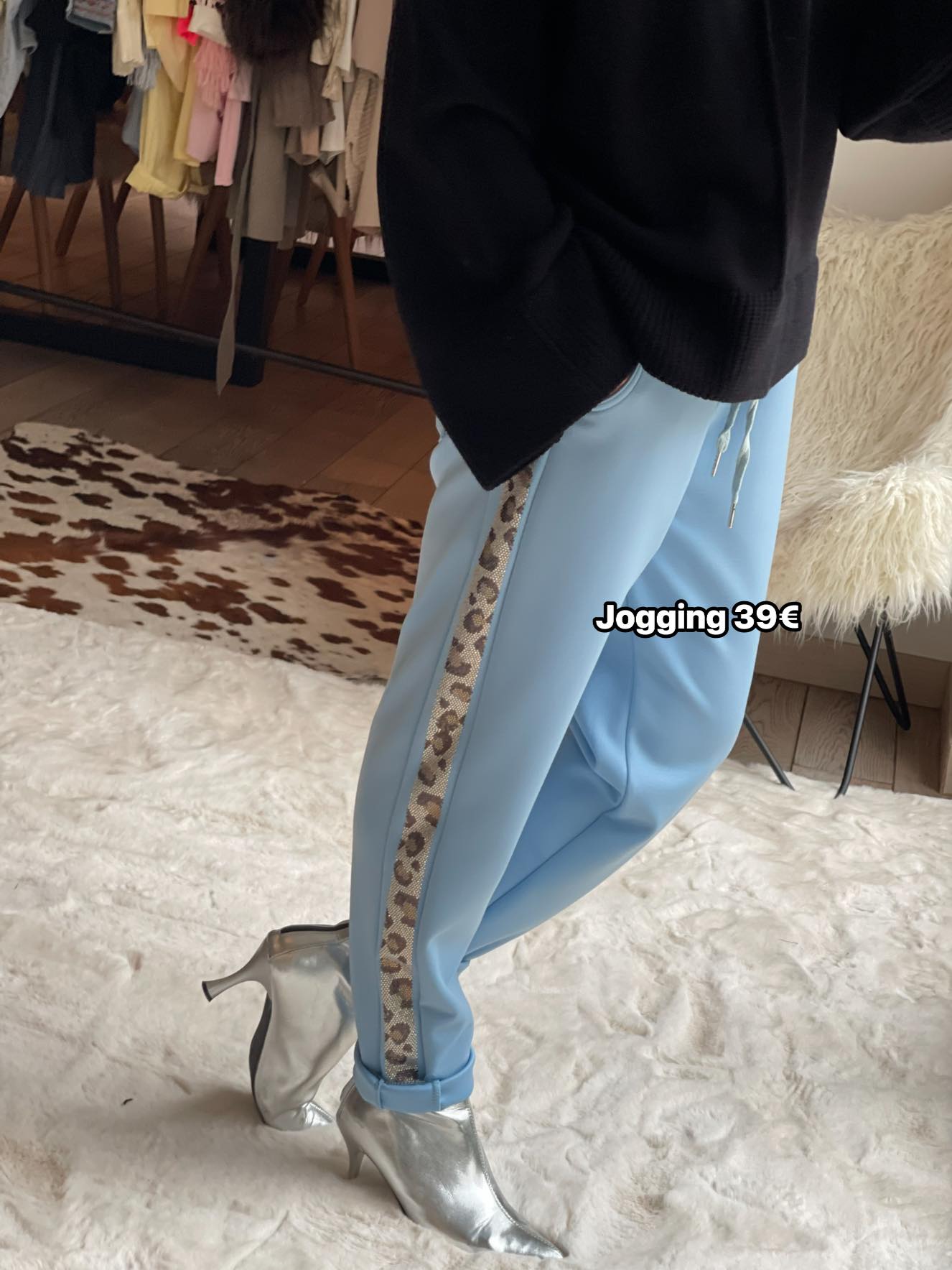 Jogging sequins léopard slim