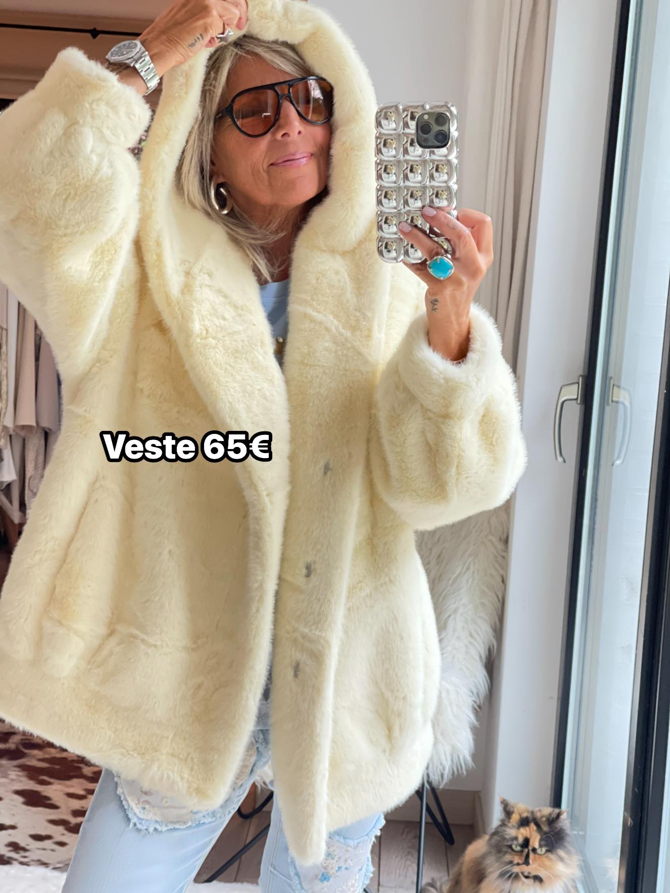 Veste fourrure jaune