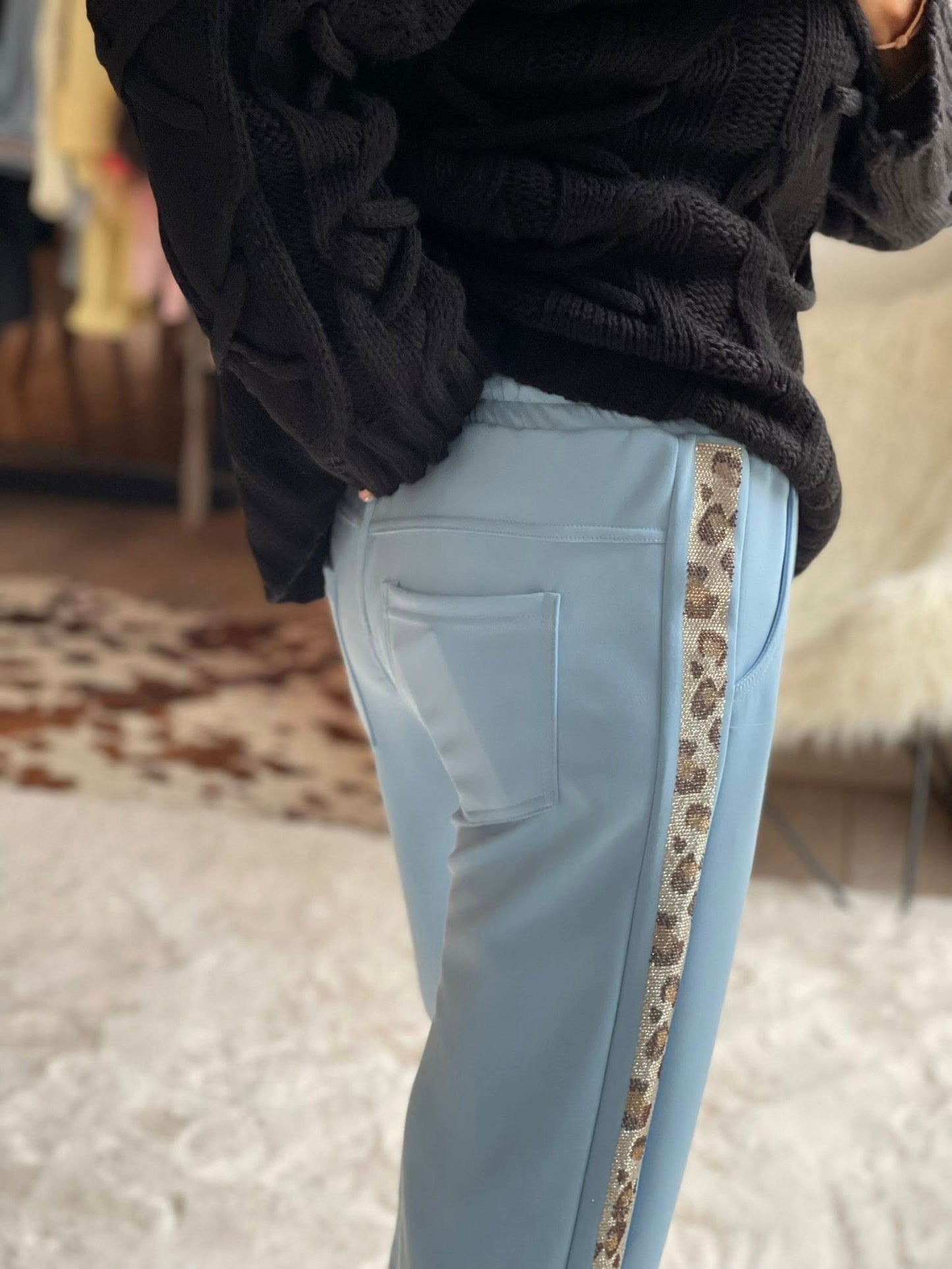 Jogging sequins léopard slim