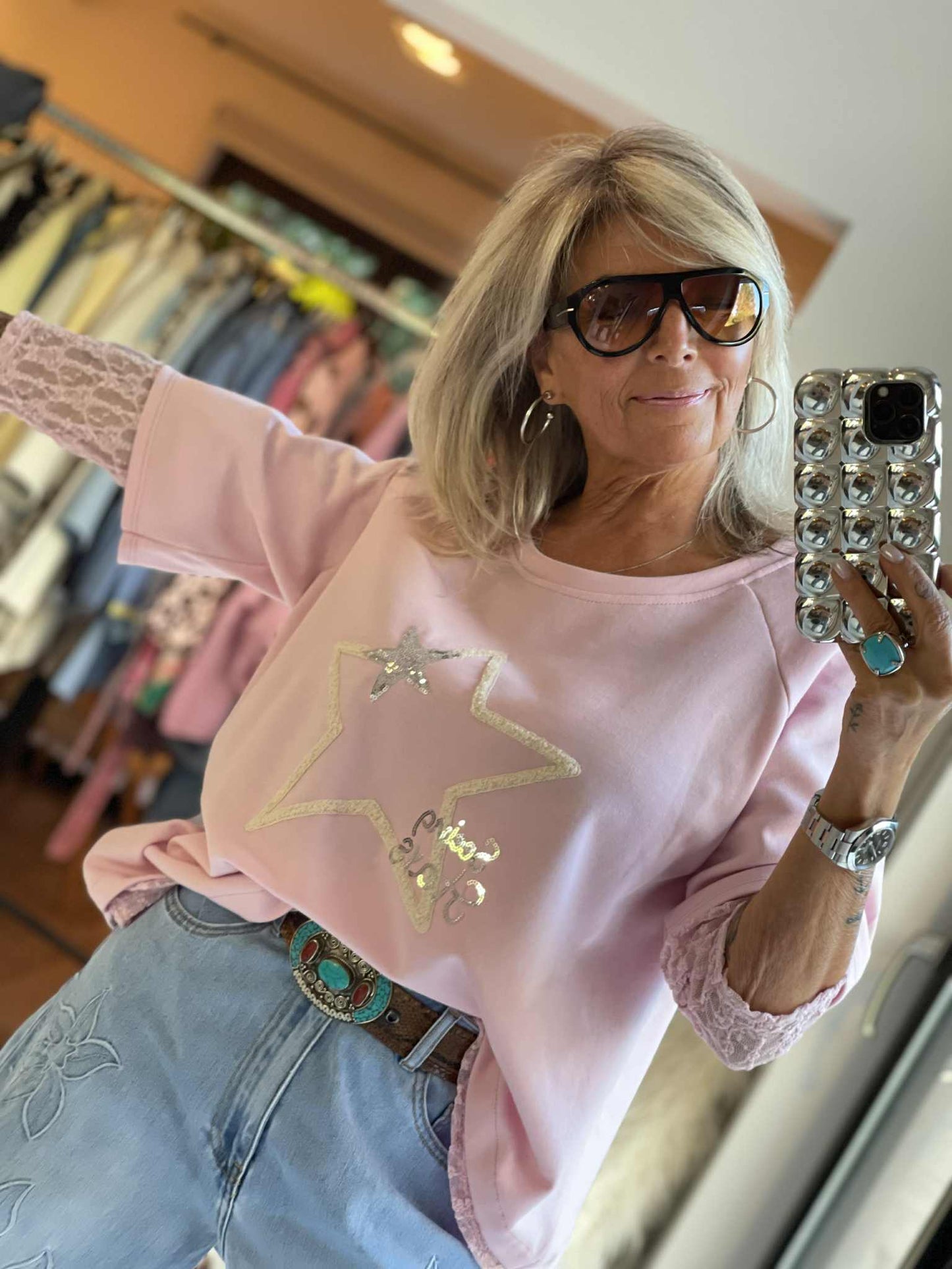 Top étoiles dentelles