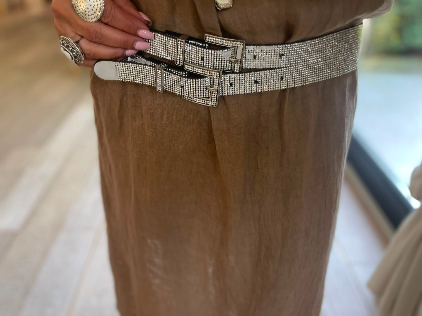 Ceinture double strass argent