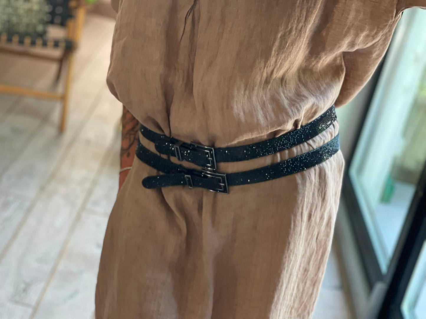 Ceinture double strass noir