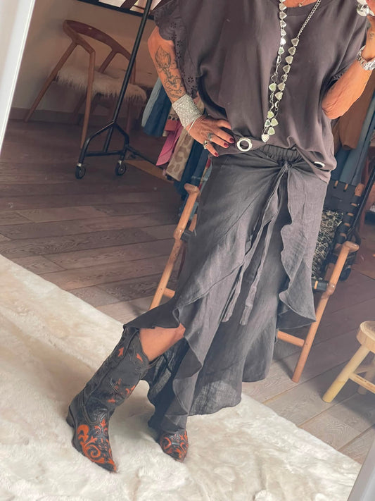 Pantalon croisé Lin coco