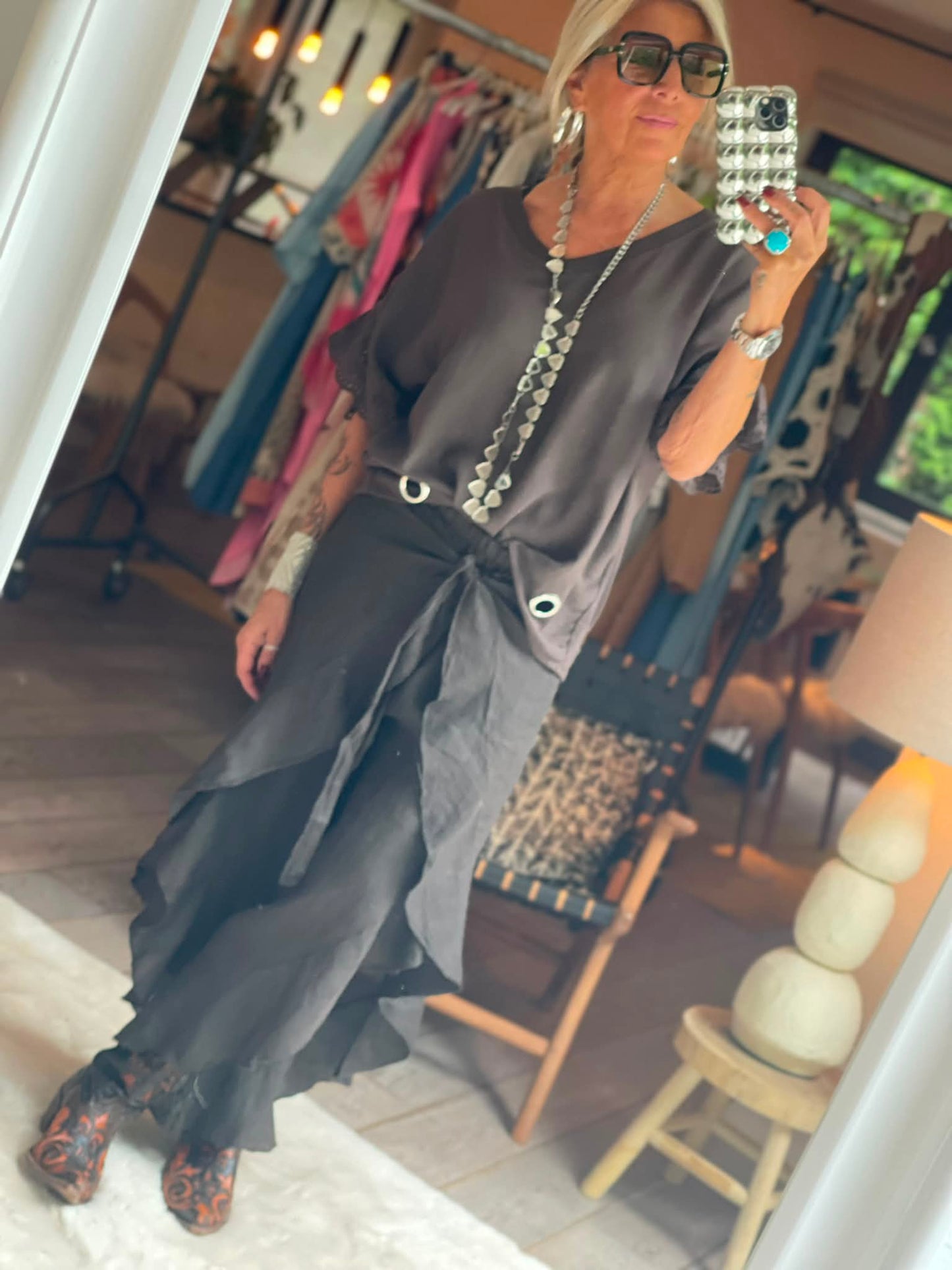 Pantalon croisé Lin coco