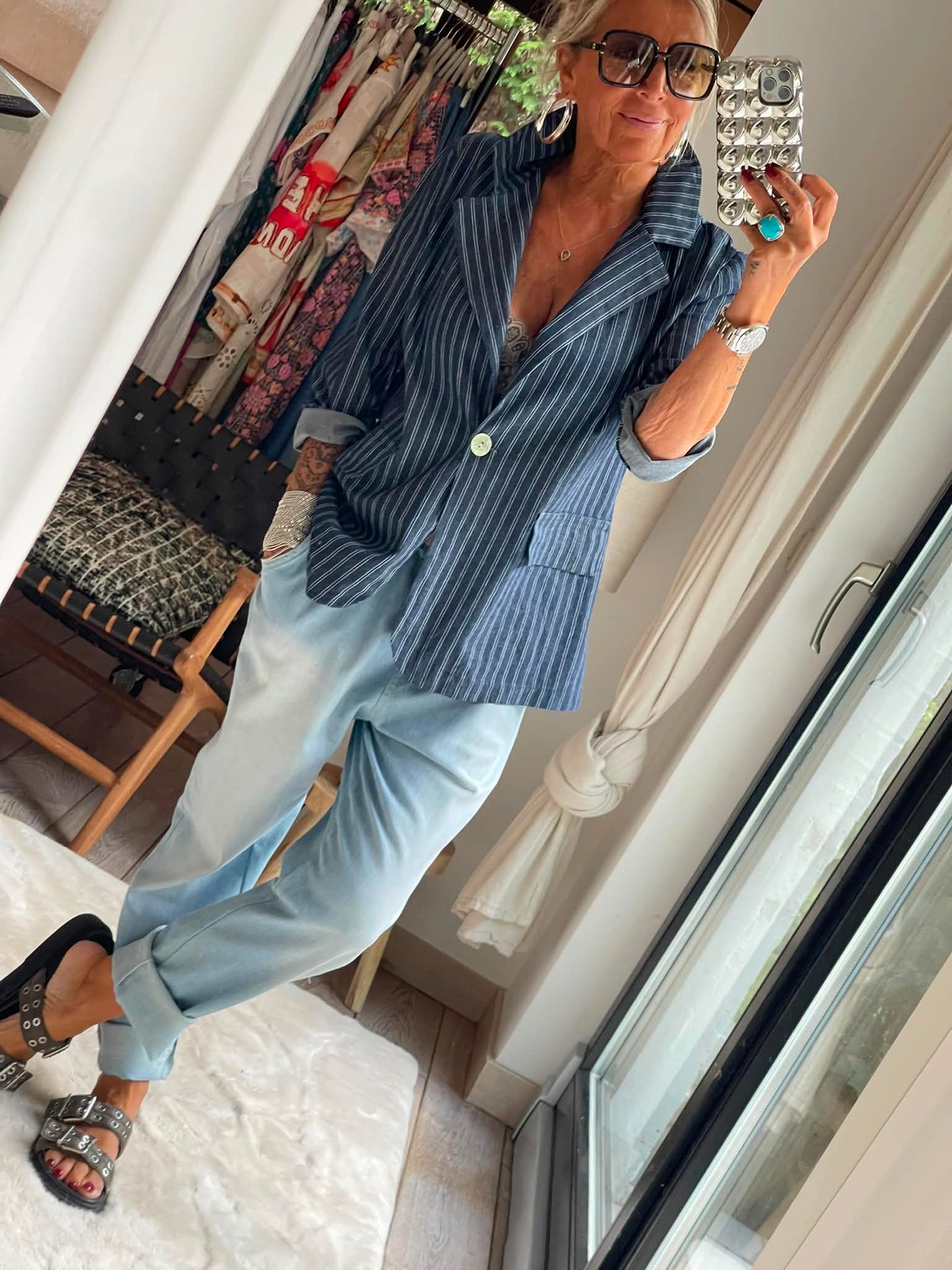 Blazer rayé marine LEE