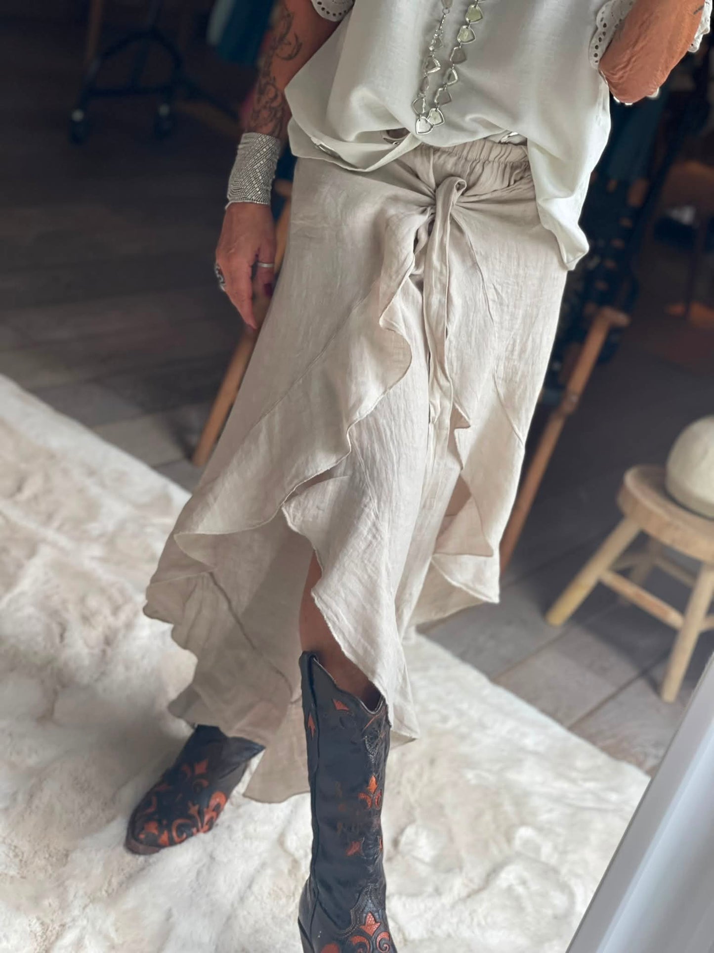 Pantalon croisé Lin coco