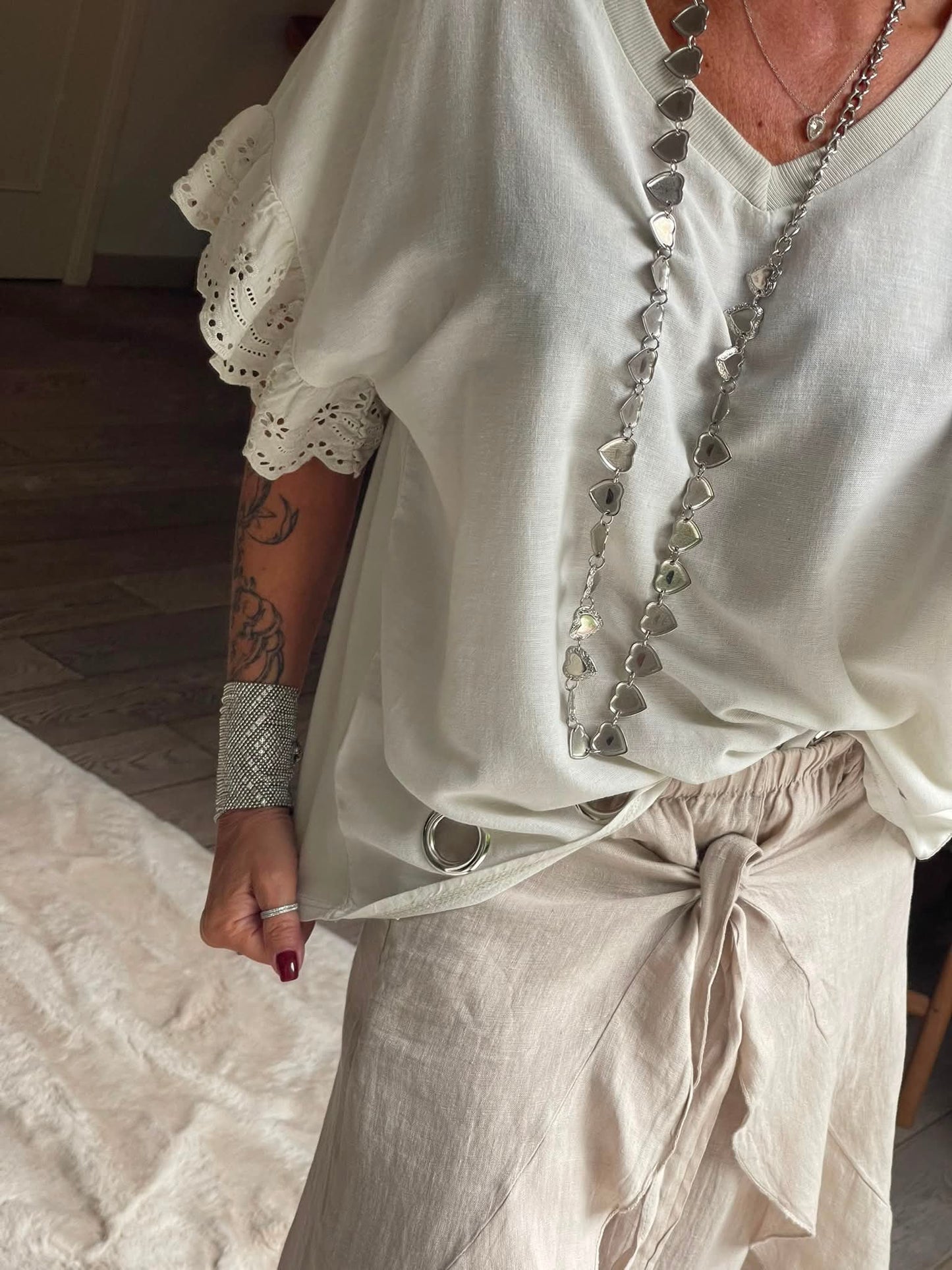 Pantalon croisé Lin coco