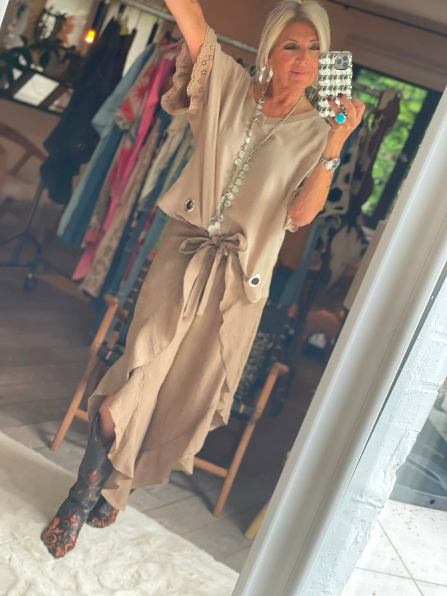 Pantalon croisé Lin coco