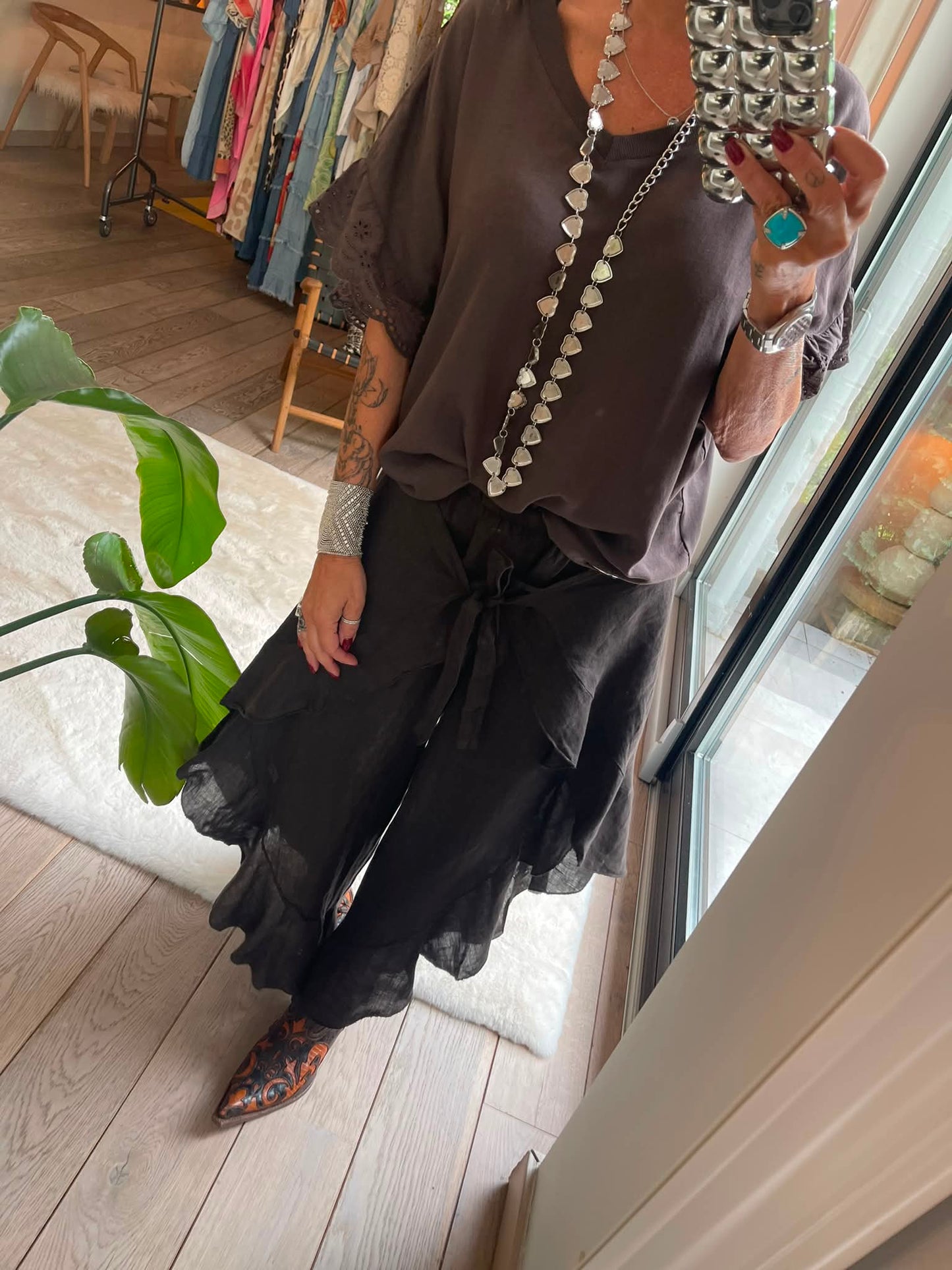 Pantalon croisé Lin coco