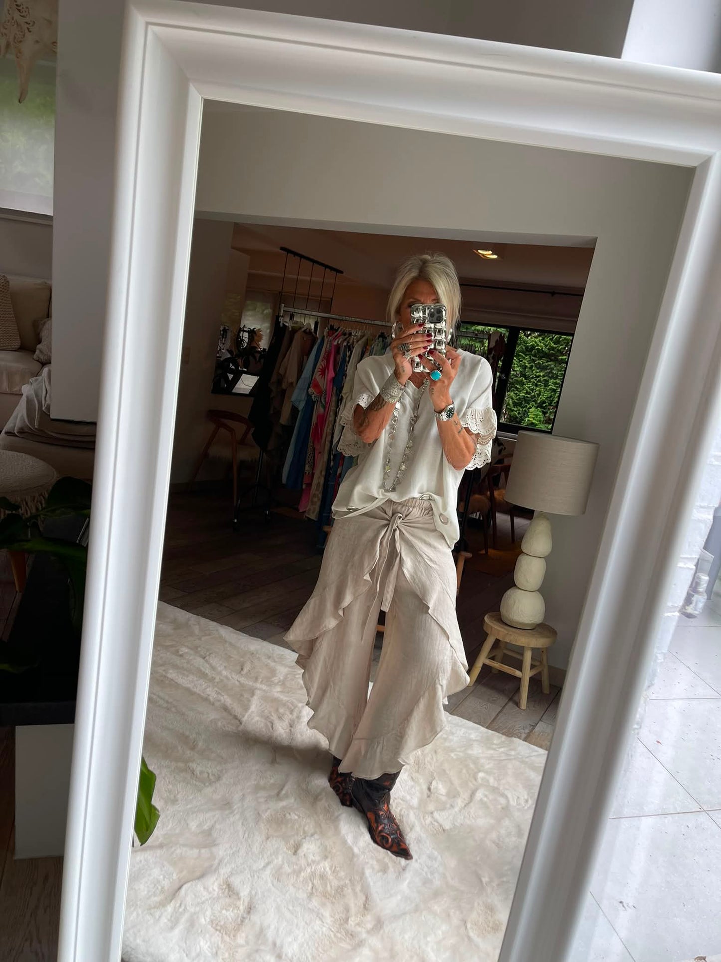 Pantalon croisé Lin coco