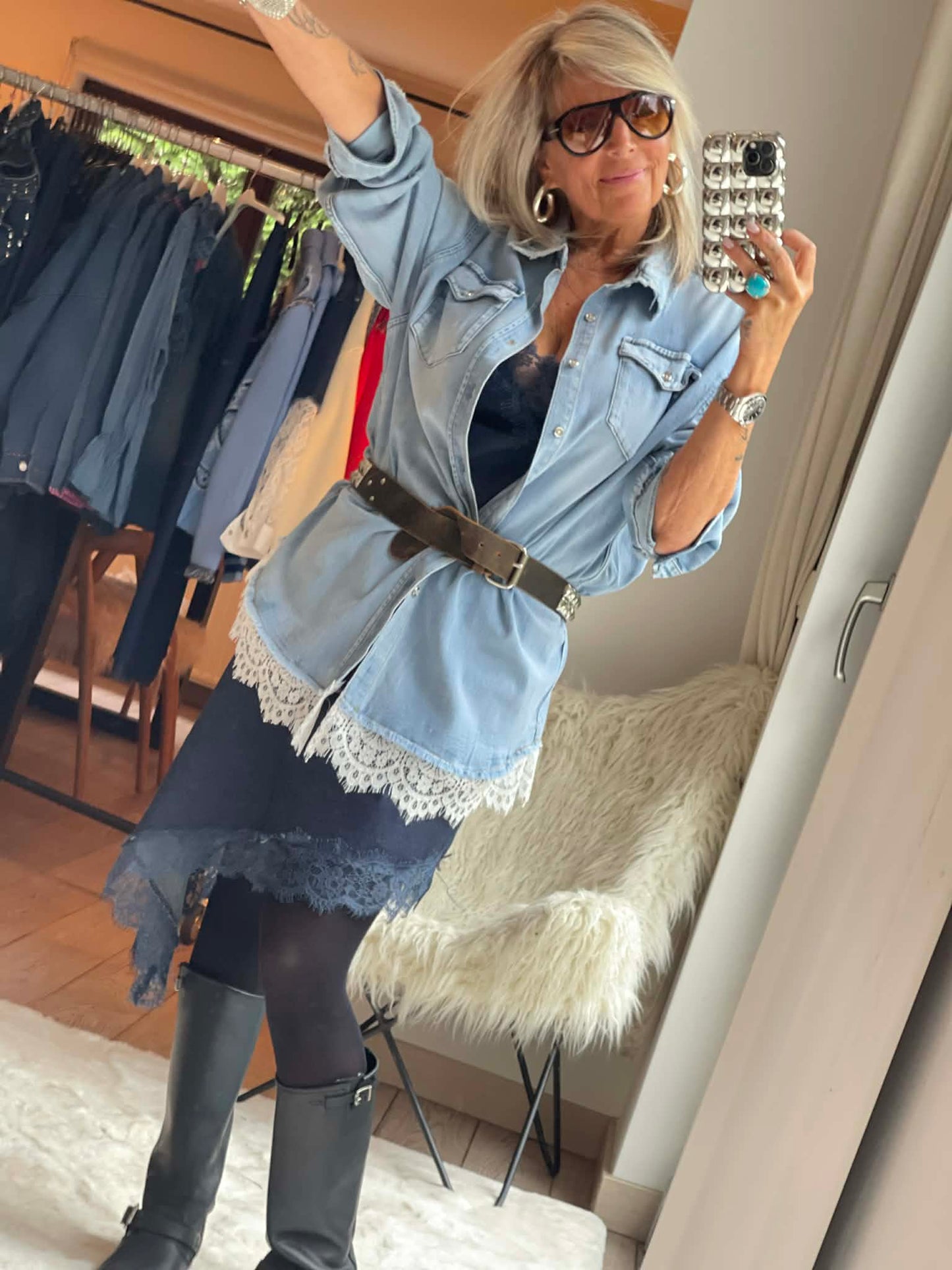 Chemise jeans délavé