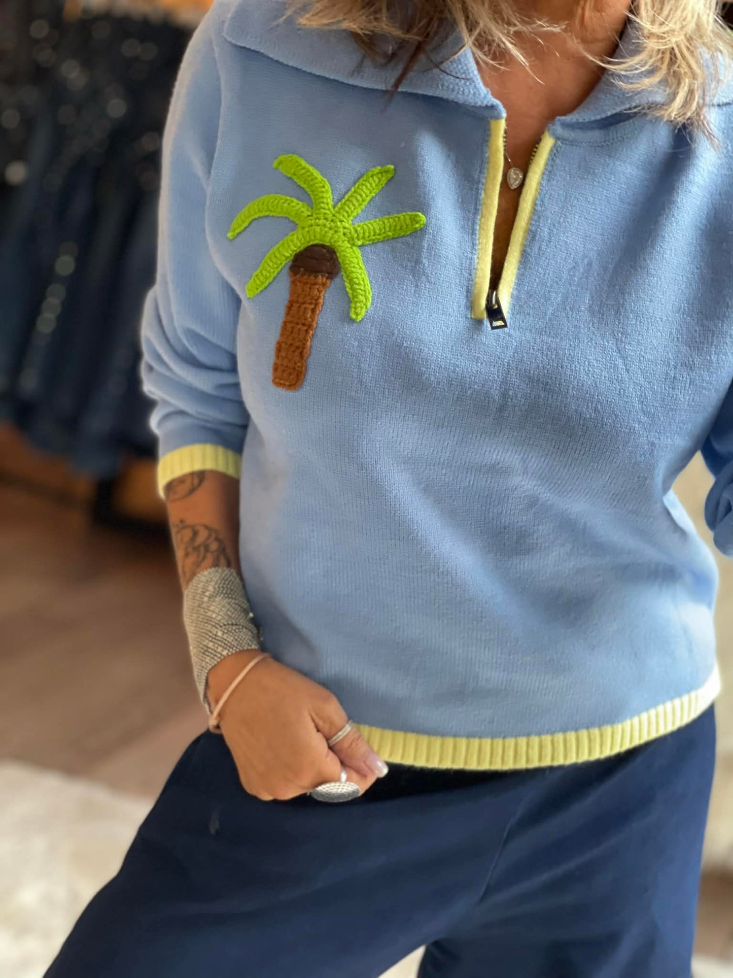 Pull palmier avec cashmere